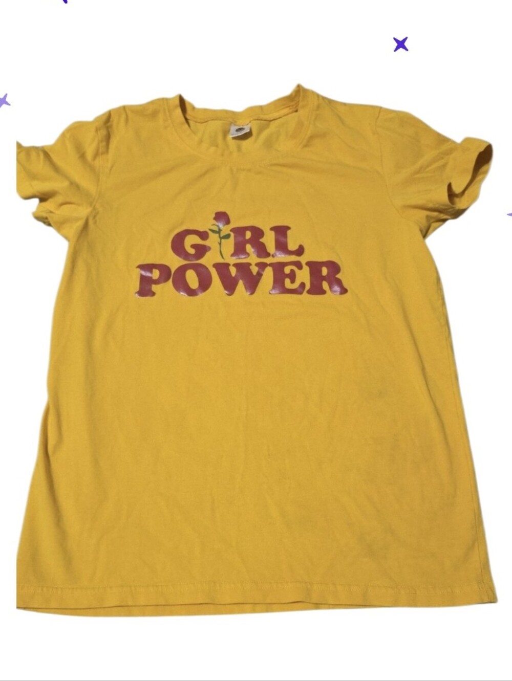 Teen Med Jrs Girl Power Yellow Graphic Tee